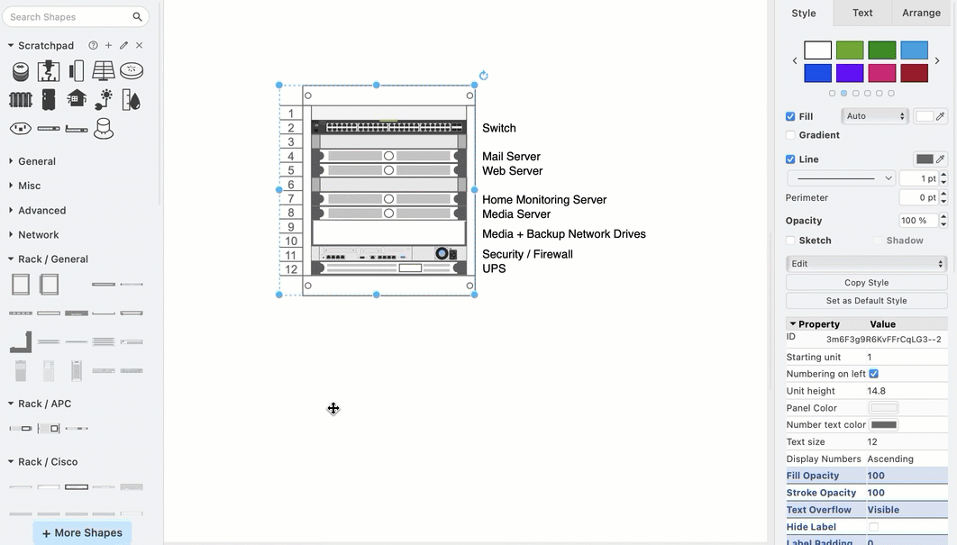 Export your custom home lab shape library from the Scratchpad