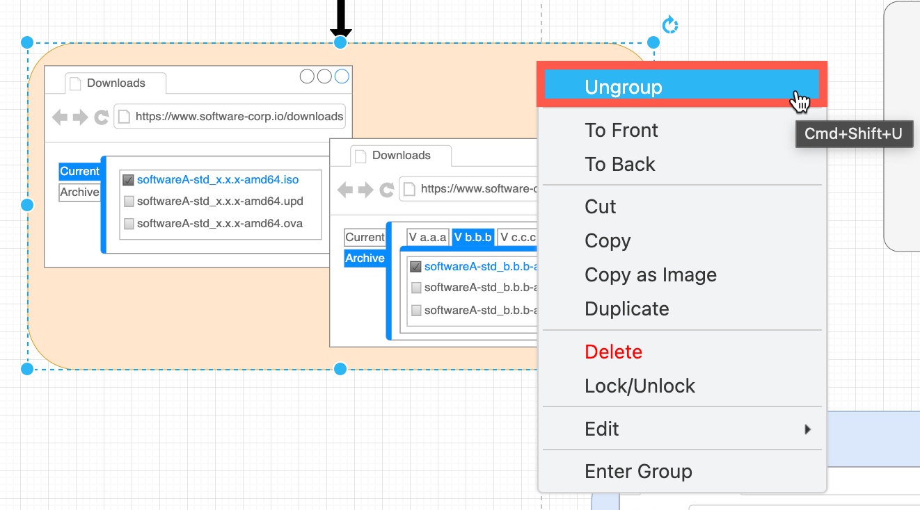 It may be easier to ungroup shapes when adding or moving shapes to the group, then regroup them all together again afterwards
