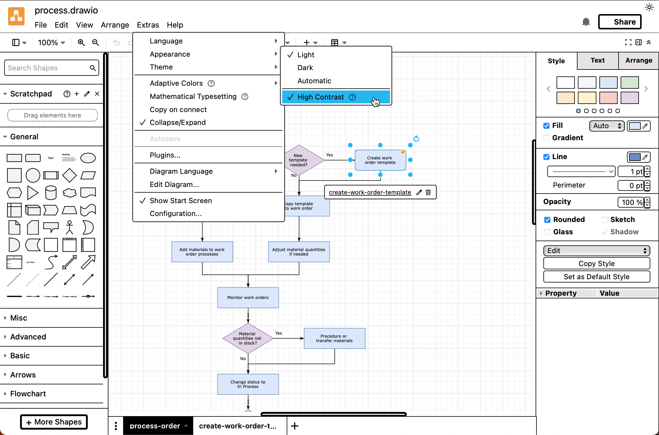 The draw.io user interface has been modernised and streamlined, but all the editor tools are in their normal places - your workflow will not be disrupted